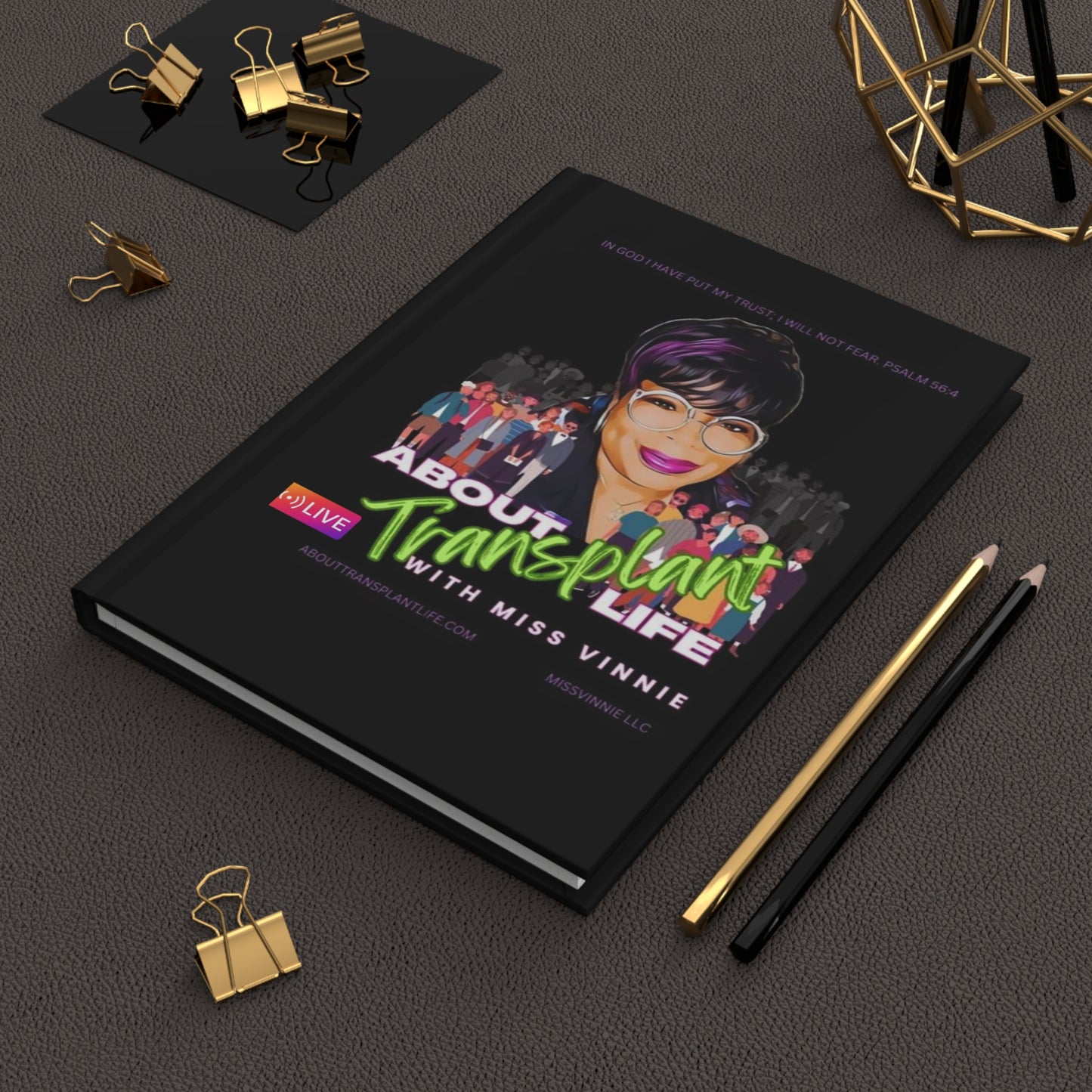 About Transplant Life with Miss Vinnie Full Color Hardcover Journal