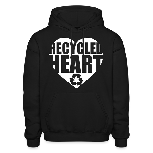 RECYCLED HEART Heavy Adult Hoodie - black